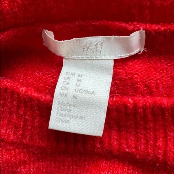 H&M Red Crewneck Sweater with Pearl Accents - Picture 2 of 4